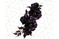 Gothic Floral PNG, Dark Aesthetic Flowers Clipart Print Product Image 5