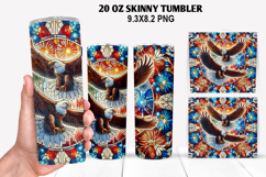 Eagle Skinny Tumbler 20oz Wrap Design,4th of july Tumbler Product Image 1