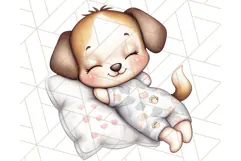 Sleeping Baby Animals PNG, Cozy Pajama Bedtime Clipart Png Product Image 5