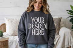 Dark Heather Gildan 18000 Sweatshirt Model Mockups Product Image 1