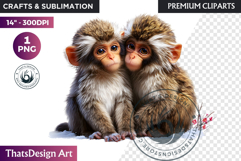 Snow monkey Watercolor Winter Animal Clipart Wildlife PNG Product Image 1