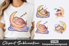 Sleeping Moon Baby Clipart PNG Product Image 1