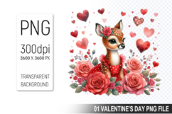 Cute Deer Sublimation, Valentine&#039;s Digital Clipart PNG Product Image 1