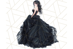 Victorian Gothic Wedding Dress PNG, Dark Bridal Clipart Product Image 5