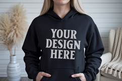 Black Gildan 18500 Hoodie Sweatshirt Mockup, 185 mock up Product Image 1