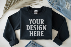 Black Gildan 18000 Folded Flat Lay Mockups Product Image 1