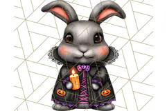 Halloween Bunny Clipart, Cute Bunnies in Costumes PNG Product Image 5