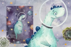 Greating cards for baby, of dinosaur watercolor postcard Product Image 4
