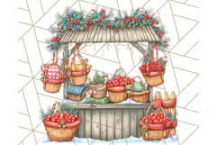 Cozy Christmas Market Stall Clipart PNG, Holiday Art Png Product Image 5
