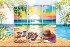 Sunrise Beach Scene with beach elements Tumbler Wrap PNG Sub Product Image 1