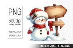 Christmas Snowman Clipart PNG, Christmas Sign Design Product Image 1