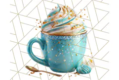 Pastel Coffee Mug Clipart PNG, Latte Iced Coffee Tea Cups Product Image 5