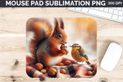 Watercolor Squirrel Mouse Pad Sublimation - Thanksgiving PNG Product Image 1