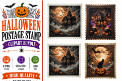 Halloween Postage Stamp PNG,Vintage Gothic Halloween Sublima Product Image 1