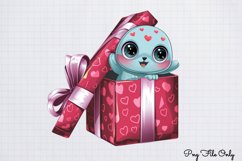 Peeking Dinosaur Valentines Day Clipart PNG Product Image 1