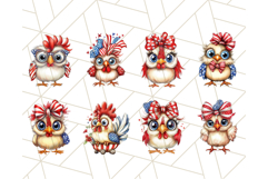 Funny USA Chickens Png, July Red White Blue Farm Clipart Png Product Image 5