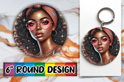 Heartfelt Circle Keychain Sublimation, Afro Girl Product Image 1