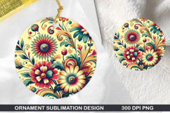 Flowers Stained Glass Ornament PNG, Digital Download File Product Image 1