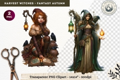 Harvest Witch Clipart Autumn Cottagecore Apothecary PNG RPG Product Image 1