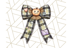 Muted Halloween Bow Clipart, Fall Ribbon PNG Autumn Hair Bow Product Image 5