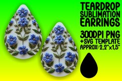 Elegant Floral Embroidery - Teardrop Earring Sublimation Product Image 1