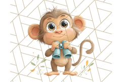 Zoo Monkeys Clipart, Cute Cartoon Jungle Monkeys PNG Product Image 5