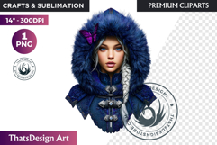 Fantasy Boreal Winter Girl Warrior &amp; Ice Queen Clipart Product Image 1