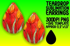 Floral Teardrop Earring Pattern - Sublimation Design Product Image 1