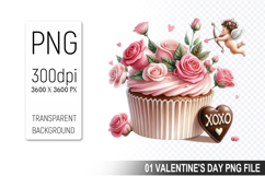 Cupcake With Angel, Valentine&#039;s Day Clipart PNG File Product Image 1