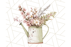 Watering Can Flowers PNG, Rustic Floral Watercolor Clipart Product Image 2