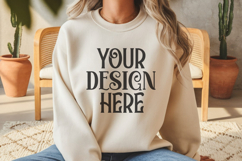 Sand Gildan 18000 Mockup, Gildan Sweatshirt Mockup Product Image 1