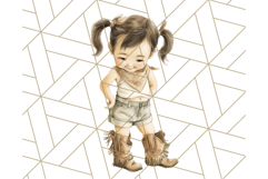 Cowgirl Baby Clipart PNG, Cute Toddler Western Outfit Art Product Image 5