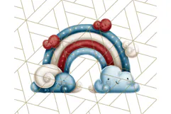 Patriotic Scandinavian Rainbow Clipart PNG, 4th Of July Png Product Image 5