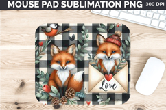 Watercolor Foxes Mouse Pad Sublimation - Valentines PNG Product Image 1