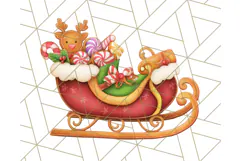 Santa Sleigh Ride Clipart PNG, Flying Reindeer Christmas Art Product Image 5