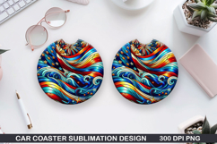 Flags Car Coaster Sublimation| 4th Of July Coaster PNG Product Image 1