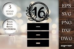 Floral Wedding Table Number 16 | Laser Cut | Glowrforge Product Image 1