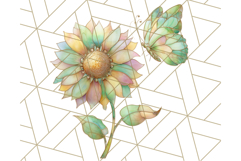 Stained Glass Butterfly and Sunflower PNG Clipart Product Image 5
