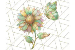 Stained Glass Butterfly and Sunflower PNG Clipart Product Image 5
