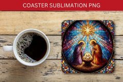 square coaster - stained glass nativity Product Image 1