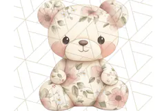 Pink Floral Stuffed Animal Clipart PNG, Cute Stuffed Animals Product Image 5