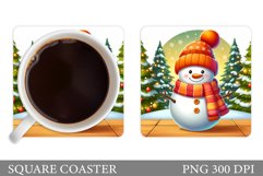 Cute Snowman Coaster Design. Christmas Coaster Sublimation Product Image 1