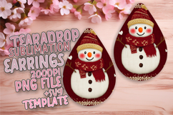 Creative Teardrop Earrings PNG for Sublimation , Snowman Product Image 1