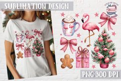 Christmas Coquette Bow PNG Holidays Funny Watercolor Product Image 1