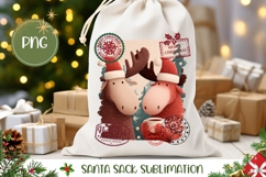 Cartoon Christmas Moose Santa Sack, Holiday Gift Bag Design Product Image 1