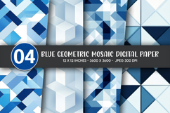 Blue Geometric Mosaic Digital Paper Product Image 1