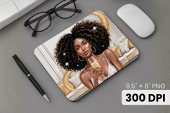 Afro Girl / Woman braided hair Mouse Pad, Black Queen PNG Product Image 1