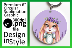 Vibrant Circle PNG for Sublimation , Cute Bunny Product Image 1