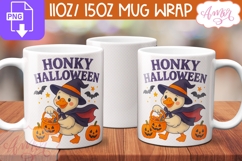 Honky Halloween mug wrap PNG, Cute Halloween goose mug PNG Product Image 2