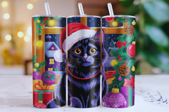 Merry Christmas Cat Tumbler Wrap | Christmas Wrap Product Image 1